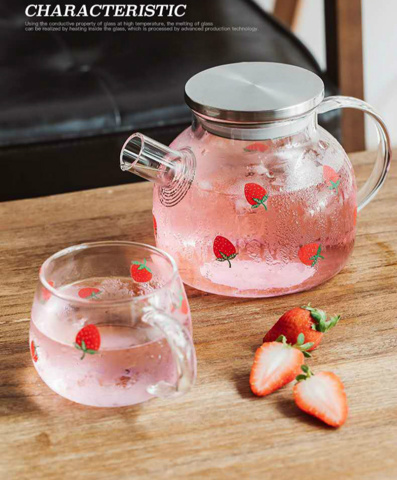 Red rose Enamel Crystal Glass Tea Set - Image 5