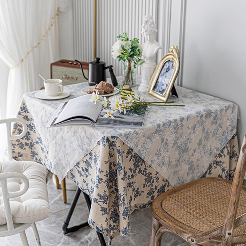 Retro Style Flower Printed Cotton Linen Tablecloths - Image 2