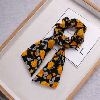 Retro Hair Scrunchies Silk Scarf Floral