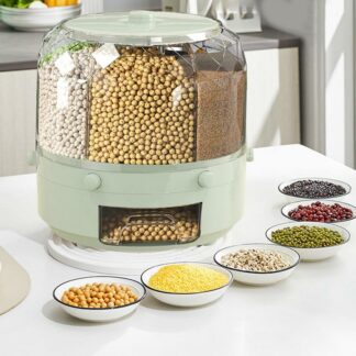 Rice Bucket Dispenser 6 Grids Rice Food Bucket