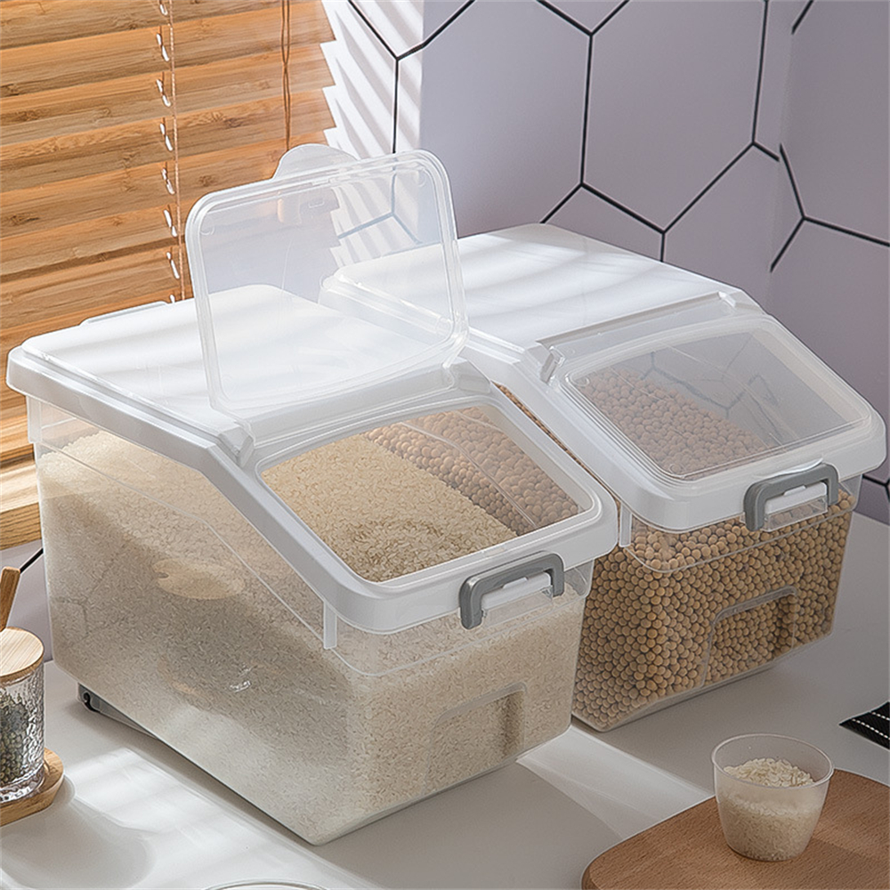 Rice Storage Box Rice Dispenser Bean Container Cereals Bucket - Image 2