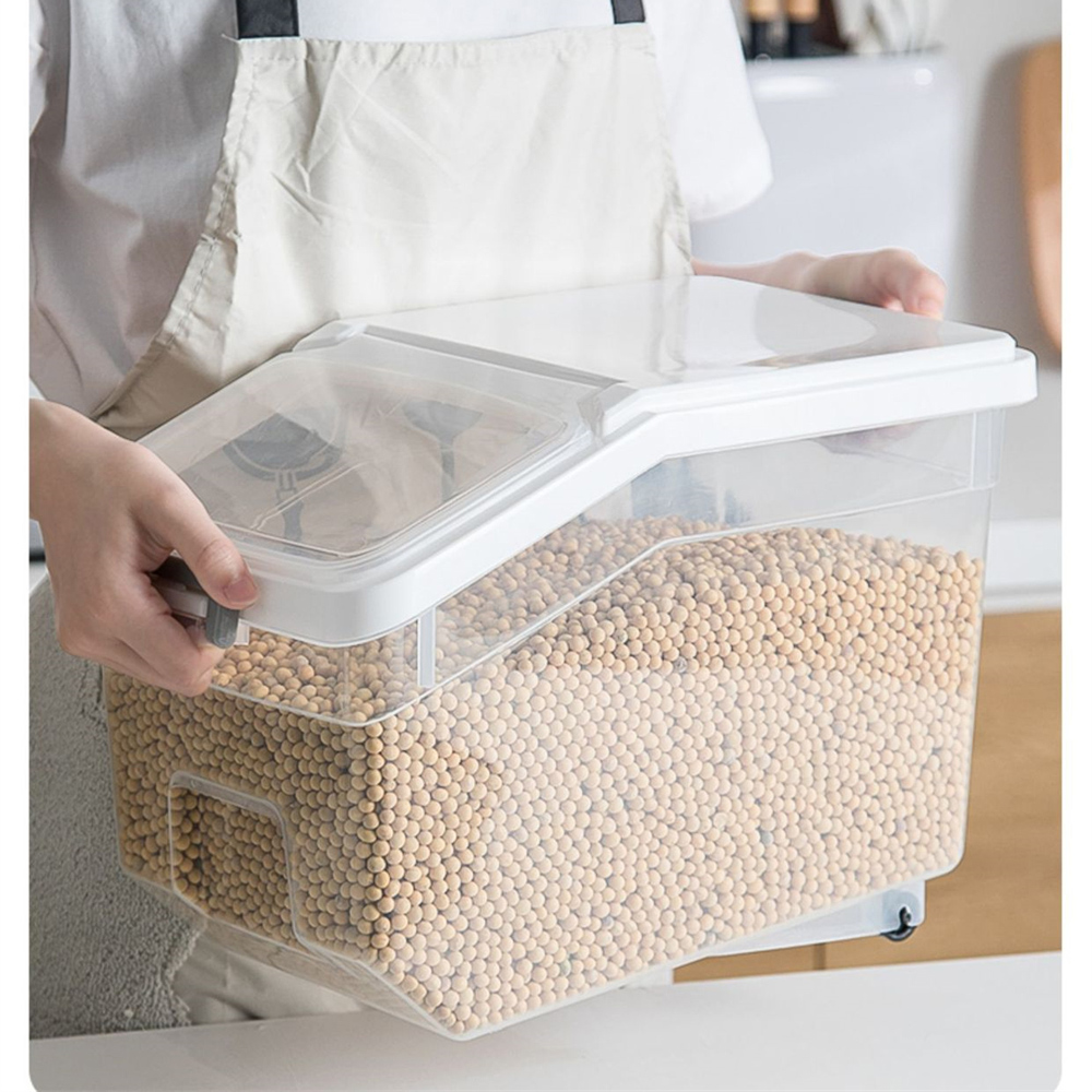 Rice Storage Box Rice Dispenser Bean Container Cereals Bucket - Image 3