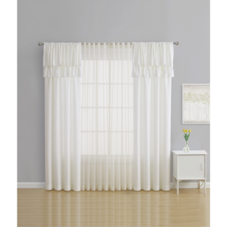 Ruffled Solid Curtain Panels and Sheers, Set of 4, 50X84