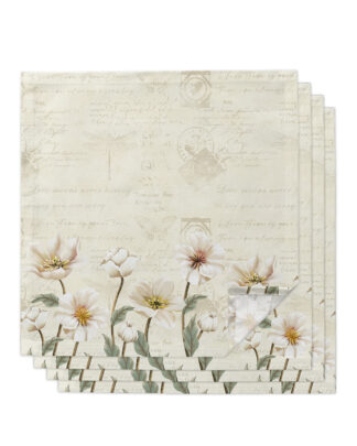 4PCS Rustic Vintage Flowers Table Napkins Set