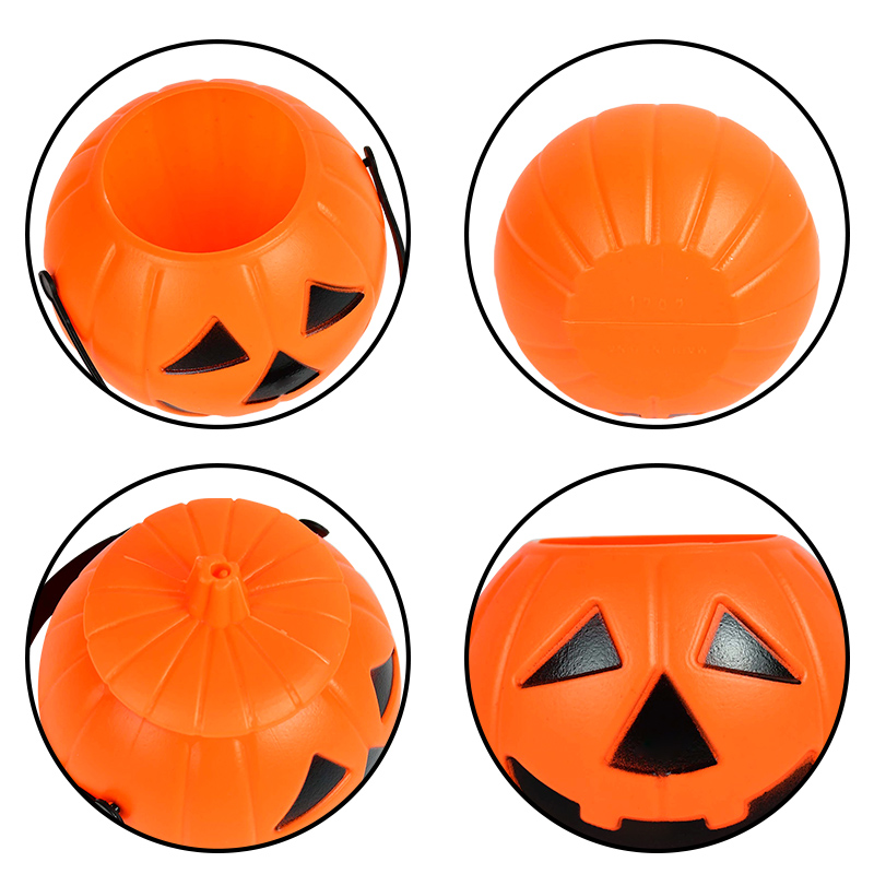 Halloween Plastic Pumpkin Lantern Children's Candy Bucket with Handle - Image 3