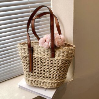 Summer Handwoven Straw Beach Tote Bags