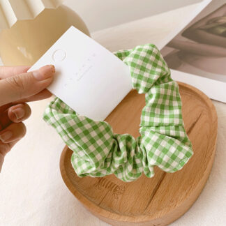 Cloth Plaid Simple Scrunchies Elastic, Green