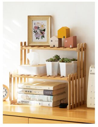 Double Layer Desktop Bookshelf Office Data Rack