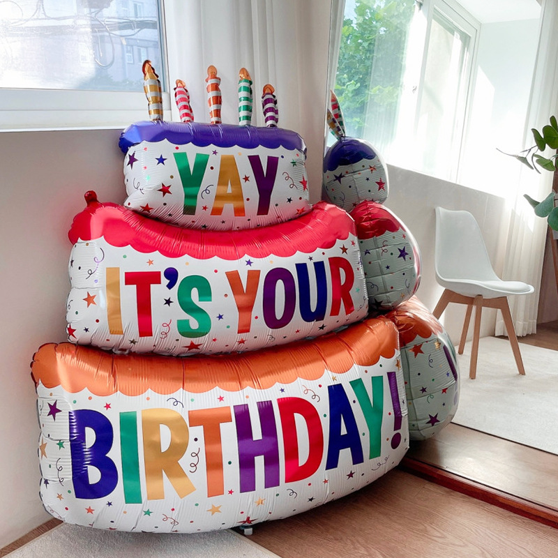 Three Layer Cake Large Birthday Balloon Birthday Party Decoration - Image 4
