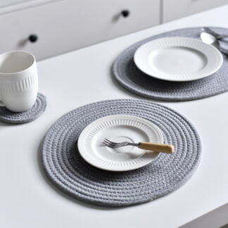 3PCS Braided Round Woven Cotton Rope Placemats Table Mats