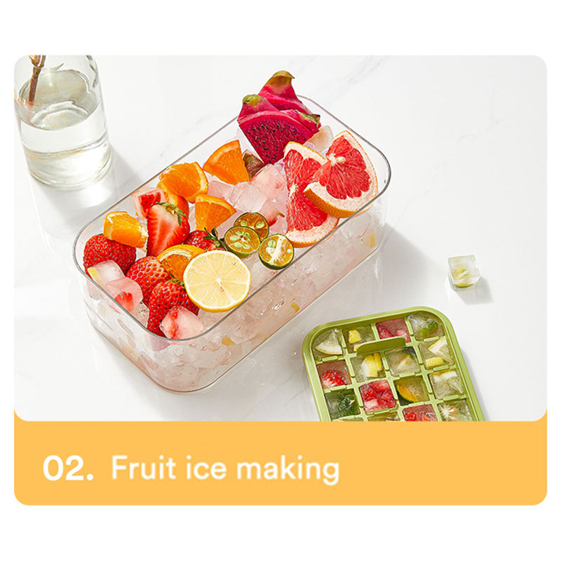One-button Press Type Ice Cube Mold Box, Yellow - Image 6