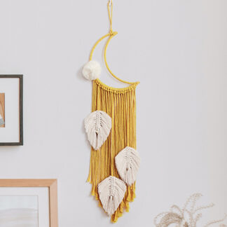 Boho Macrame Moon Dream Catchers, Yellow