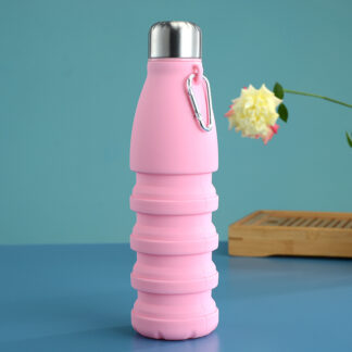 550ML Portable Retractable Silicone Water Bottle with Carabiner