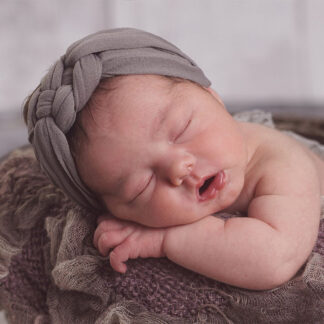 Knotted Headband Twisted Soft Elastic Newborn Grey