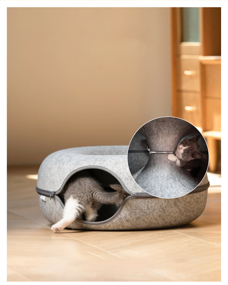 Donut Pet Cat House Interactive Play Toy Cat Bed