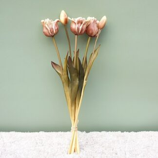 Sillicone Tulips Bundle Artificial Flowers, Pink
