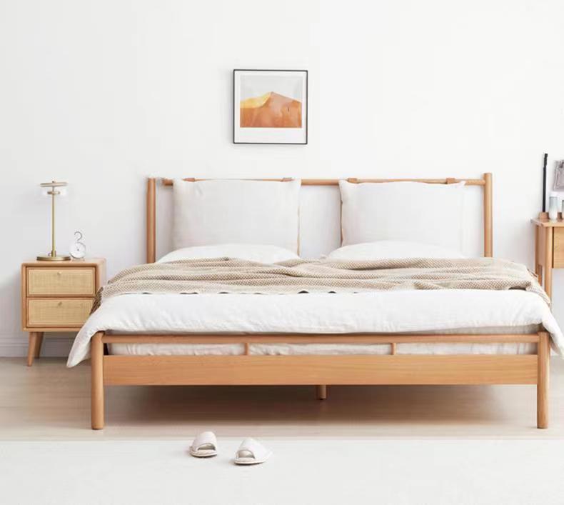 Modern Japanese Style Rattan Pure Solid Wood Bedside Table - Image 4