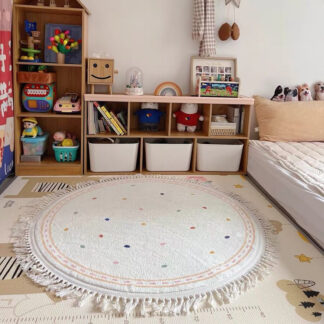Cute Round Tassel Carpet Children's Room Soft Rug