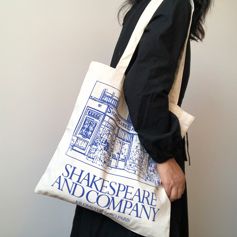 Women Canvas Shoulder Tote Bag Shakespeare Print - Image 6