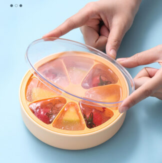 8 Grid Creative DIY Silicone Ice Cube Round Ice Box with Lid