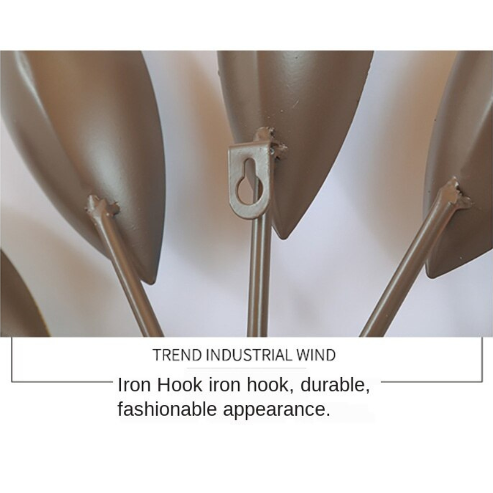 Large Iron Leaves Silent Hanging Clock with White Hands - Image 3