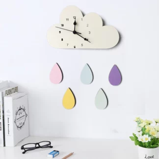 Cloud White Raindrop Cute Wall Clock