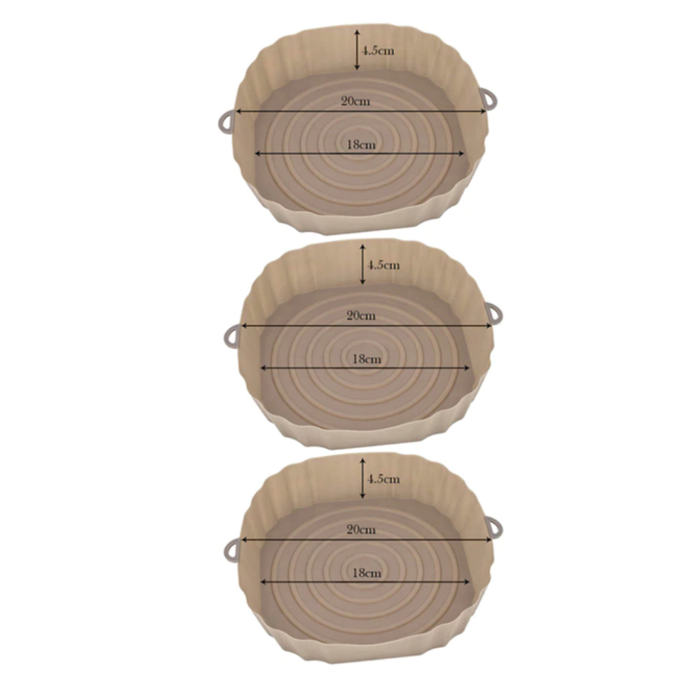 3Pcs Air Fryers Silicone Pot Chicken Basket Mat, Brown