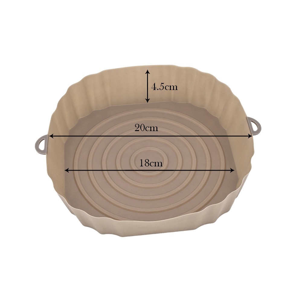 3Pcs Air Fryers Silicone Pot Chicken Basket Mat, Brown - Image 3