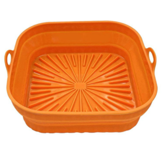Air Fryer Silicone Basket Foldable Mold Airfryer, Orange (Square)