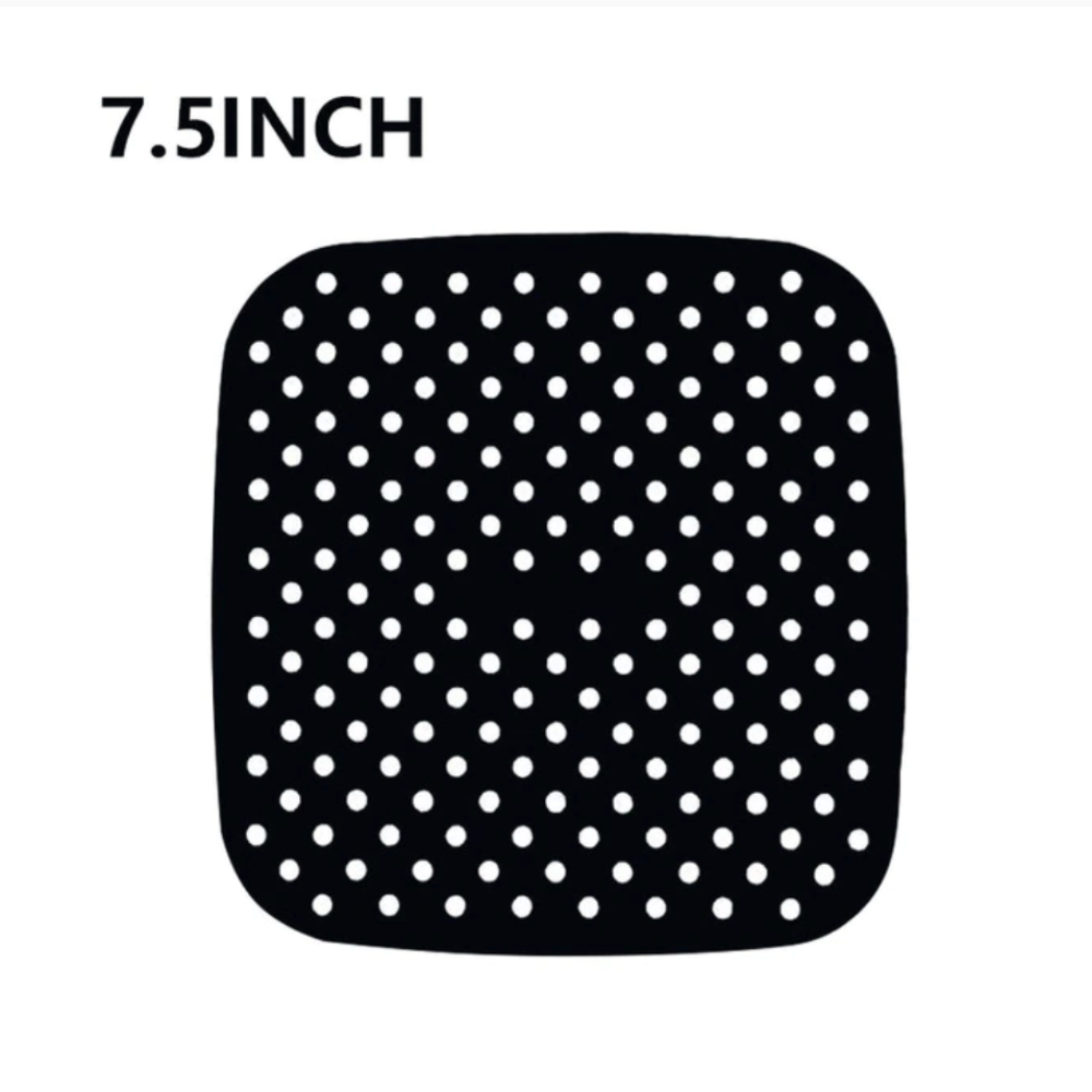 Reusable Air Fryer Silicone Accessories, 7.5 Inch Square, Black - Image 2