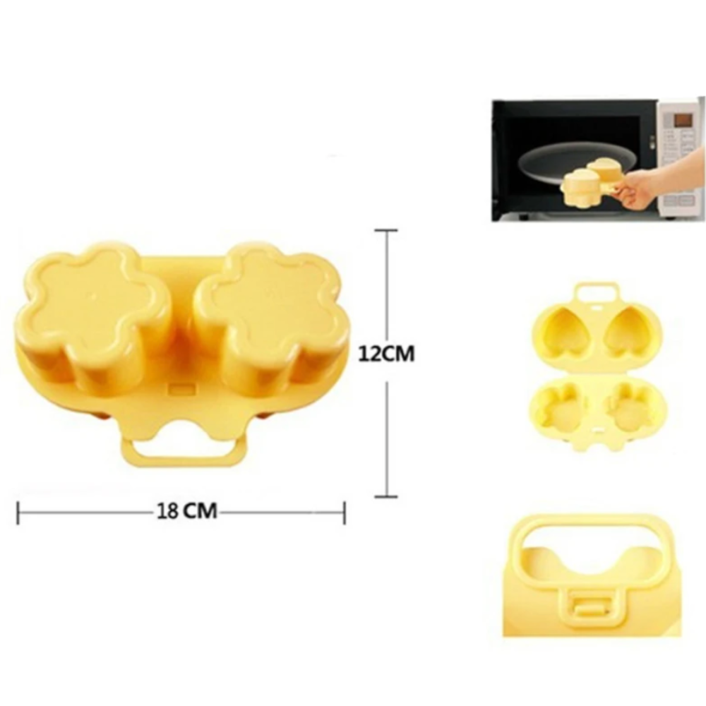 Home Kitchen Microwave Oven Heart & Flowers Shape Egg Steamer - Image 4