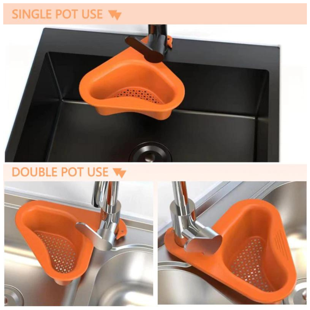 Kitchen Sink Strainer Leftover Drain Basket, Orange - Image 2