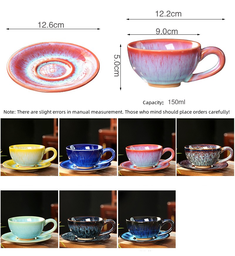 Ceramic Kiln Changed Coffee Cup and Saucer Set - Image 2