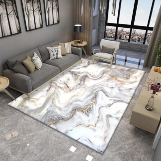 Luxury White Marble Art Abstract Living Room Carpet