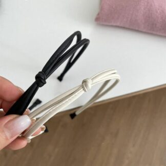 Vintage Knotted Thin PU Leather Headband, Set Of 2