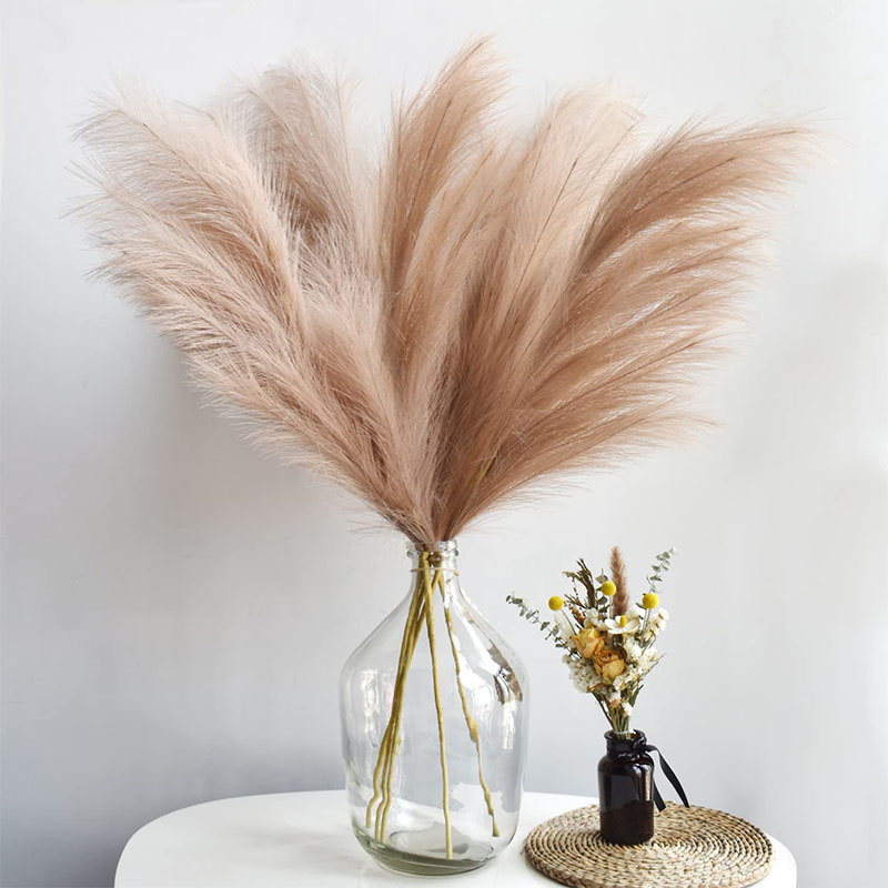 100CM Artificial Pampas Grass, Light Coffee - Image 5