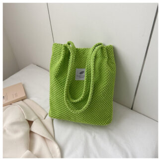 Canvas Bucket Handbags Corduroy Fashion, Light Green