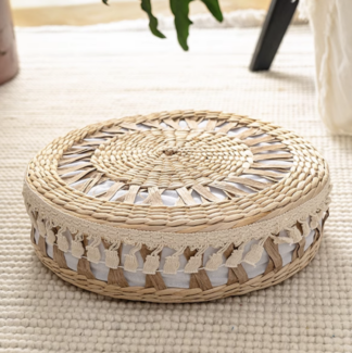 Bohemian Round Straw Woven Seat Cushion Sitting Mats Yoga Cushion