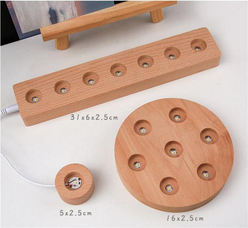 80mm Blue Magic LED Light Crystal Ball with Wooden Base - Image 4