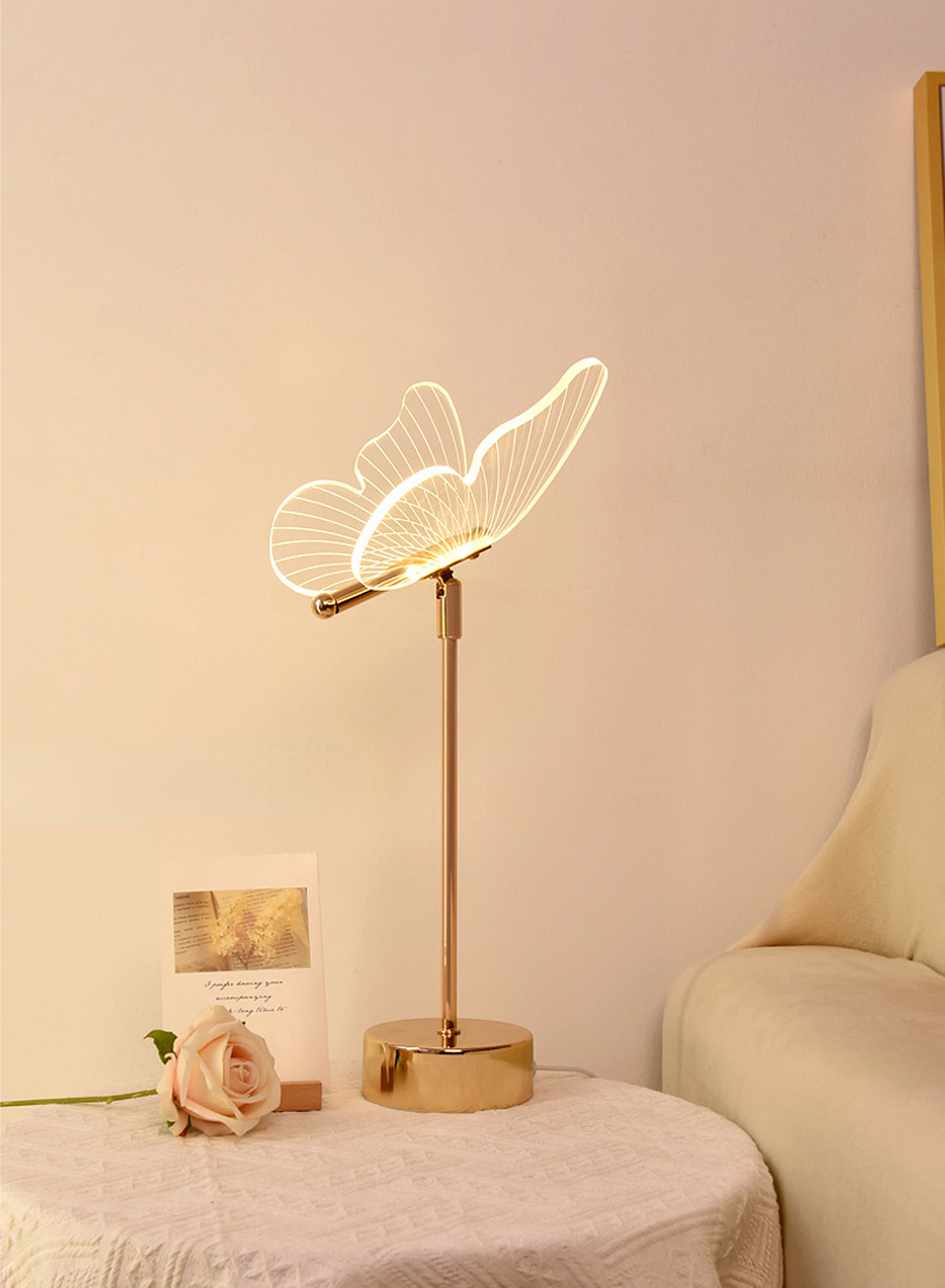 Table Lamp Retro Gold Acrylic Butterfly LED Desk Lamp - Image 4