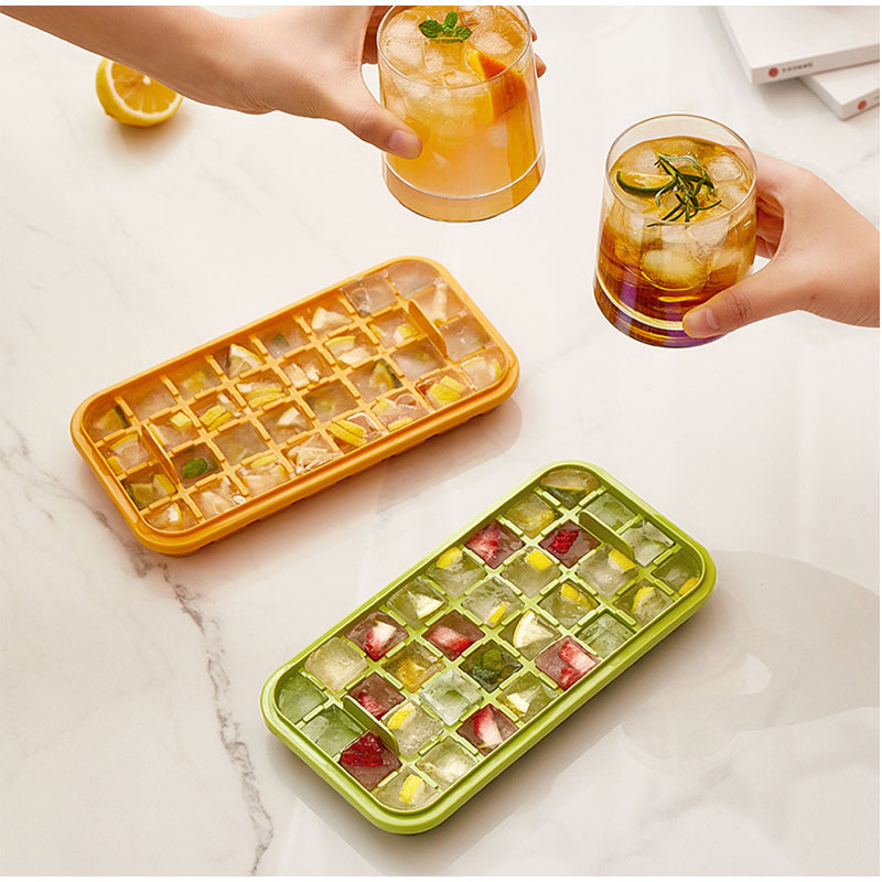 One-button Press Type Ice Cube Mold Box, Yellow - Image 4