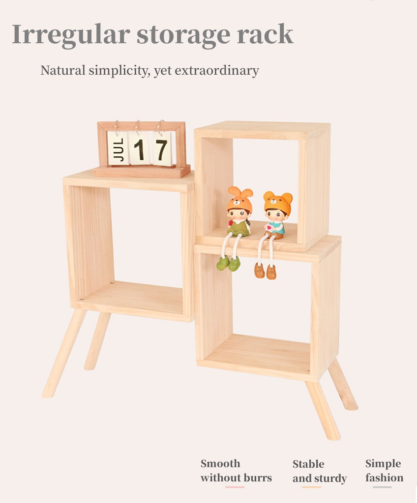 Nordic Style Solid Wood Irregular Storage Shelf - Image 7