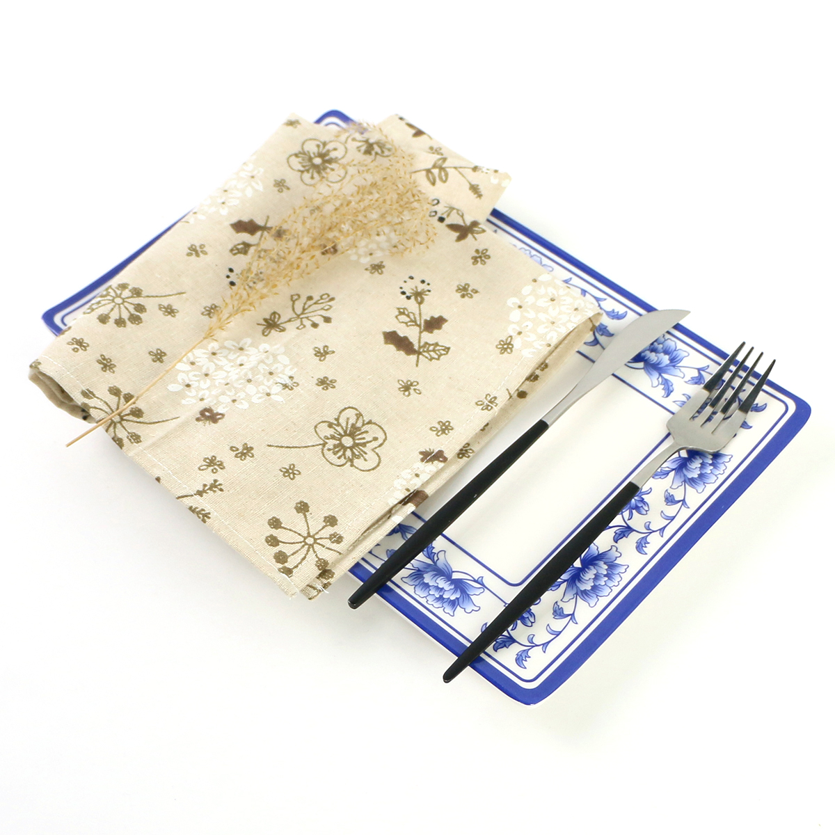 Set of 6 Floral Printed 40x40CM Serving Cloth Napkins