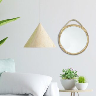 Round Wall Mirror with Rattan Frame for Home Decor