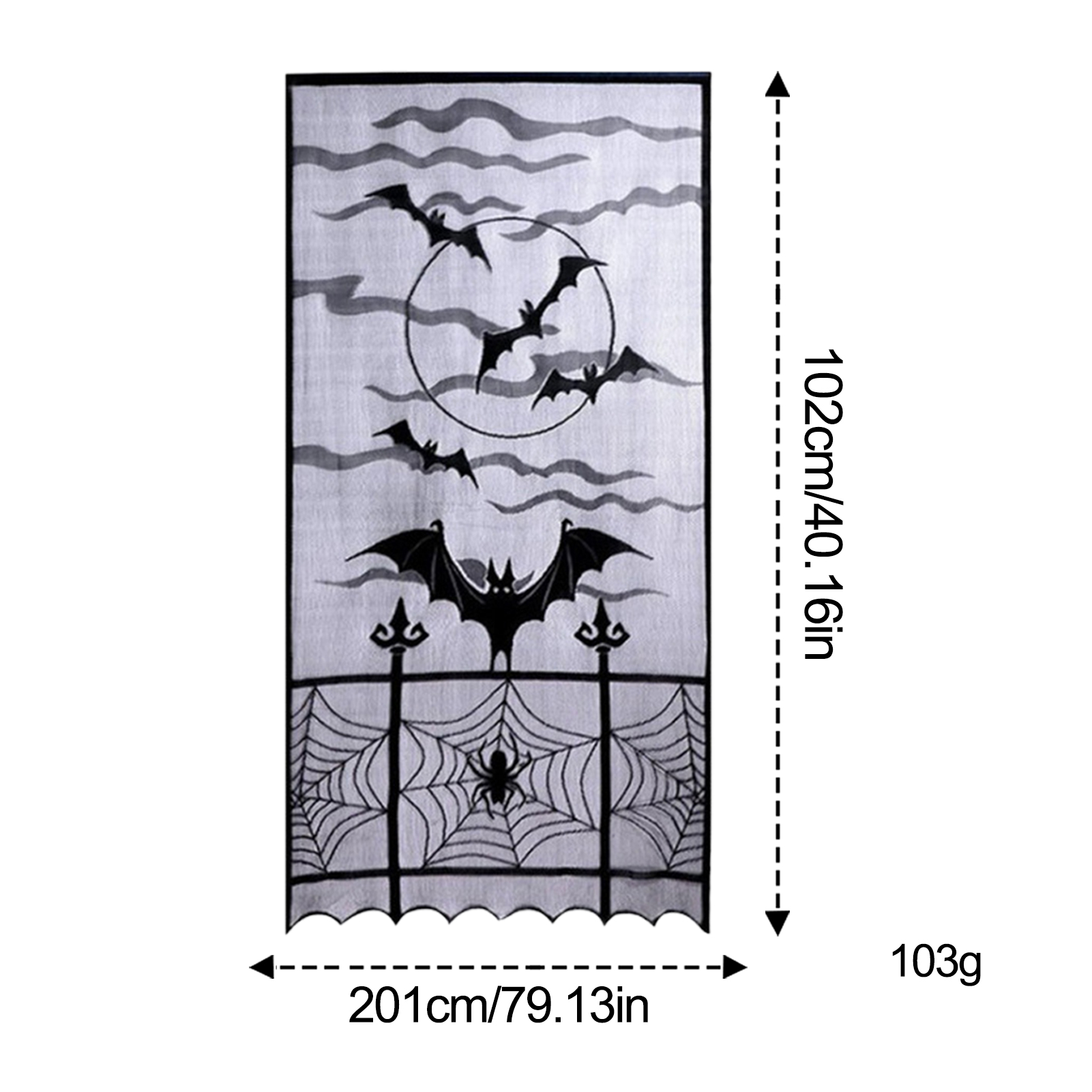 Halloween Black Lace Spider Bat Decorative Curtains - Image 5