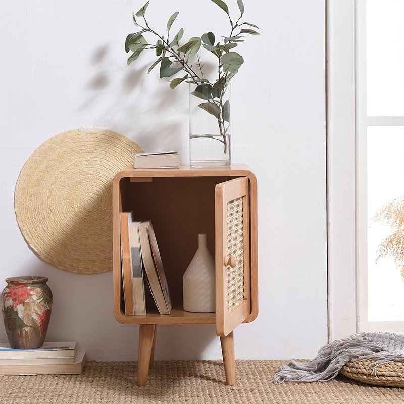 Simple Nordic Rattan Bedside Table Room Decor - Image 3