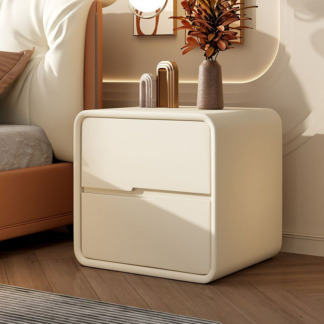Cream Solid Wood Bedside Cabinet Simple Modern