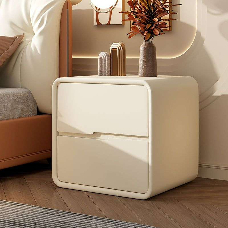 Cream Solid Wood Bedside Cabinet Simple Modern