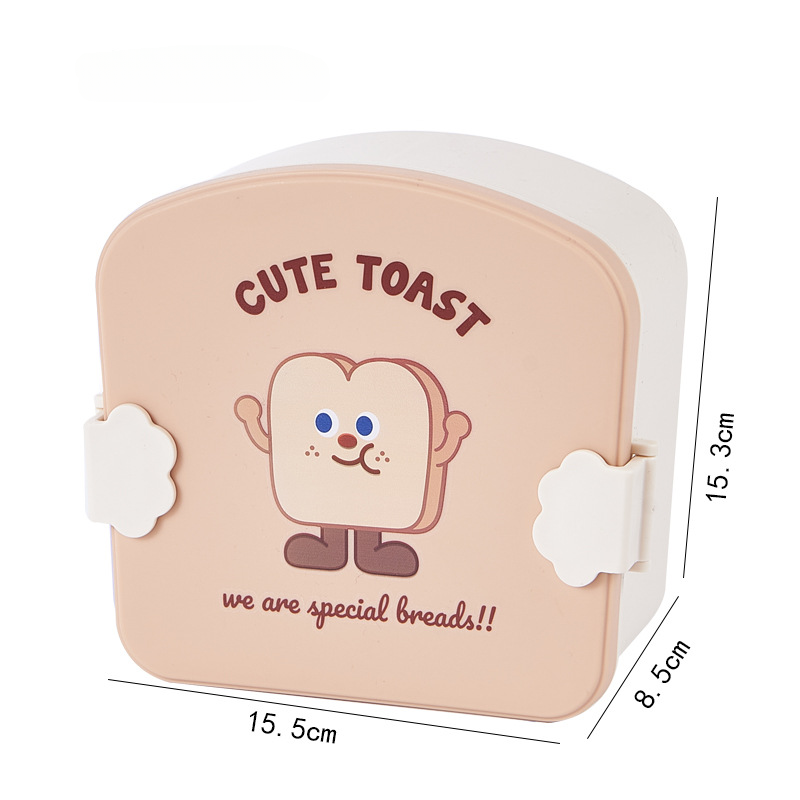 Square Toast Lunch Box Plastic Partition Bento Box - Image 5