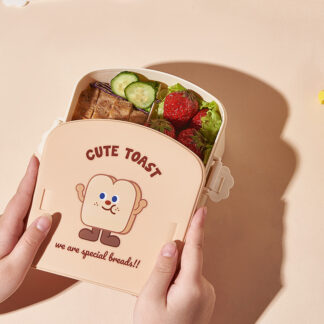 Square Toast Lunch Box Plastic Partition Bento Box